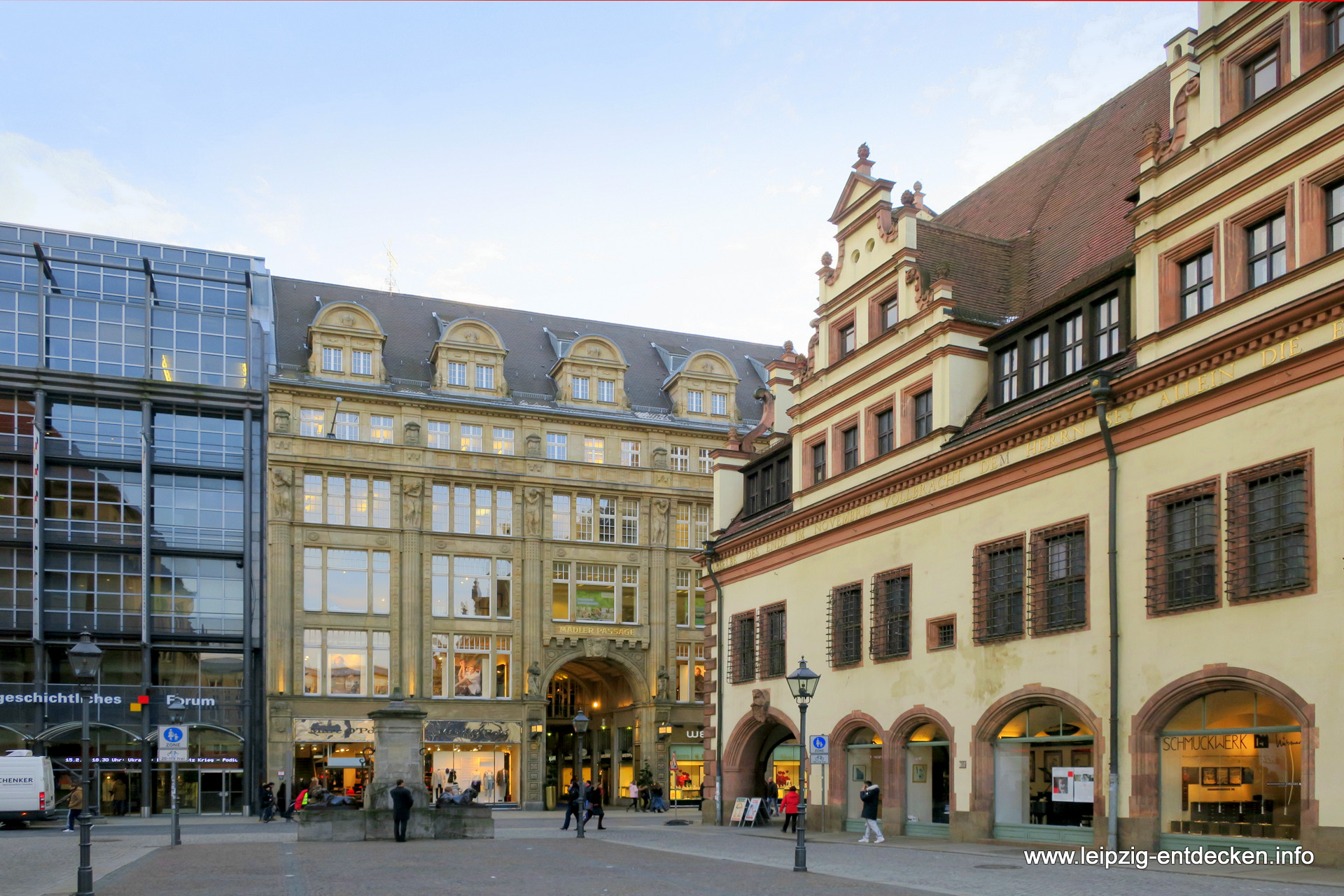 Stadt Leipzig, Naschmarkt, Altes Rathaus, Mädlerpassage, Zeitgeschichtliches Forum